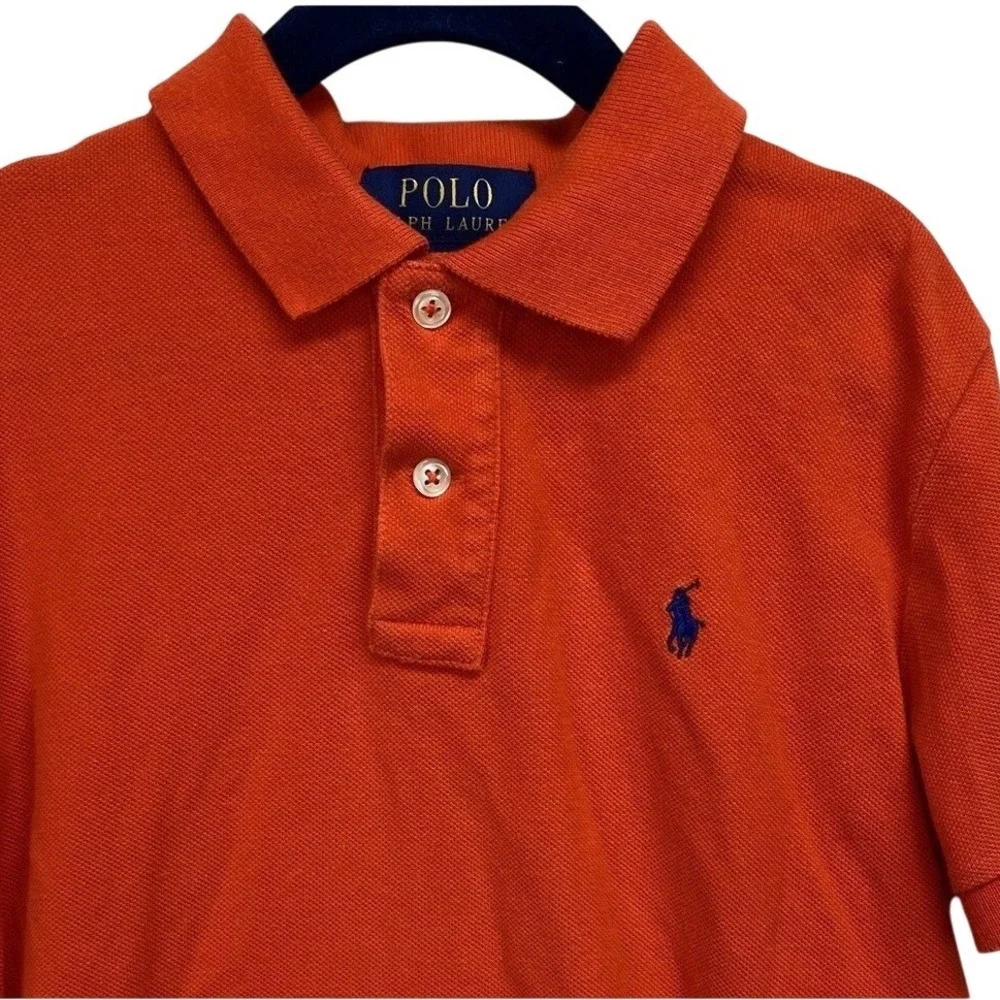 Polo Ralph Lauren Polo Shirt Kids Size 7 Orange‎ Short Sleeve Pique Pony Logo